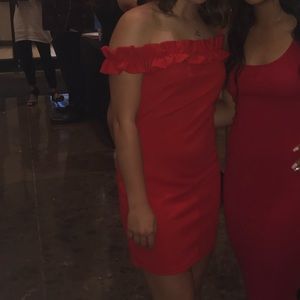 FOREVER 21 RUFFLE OFF THE SHOULDER COCKTAIL DRESS